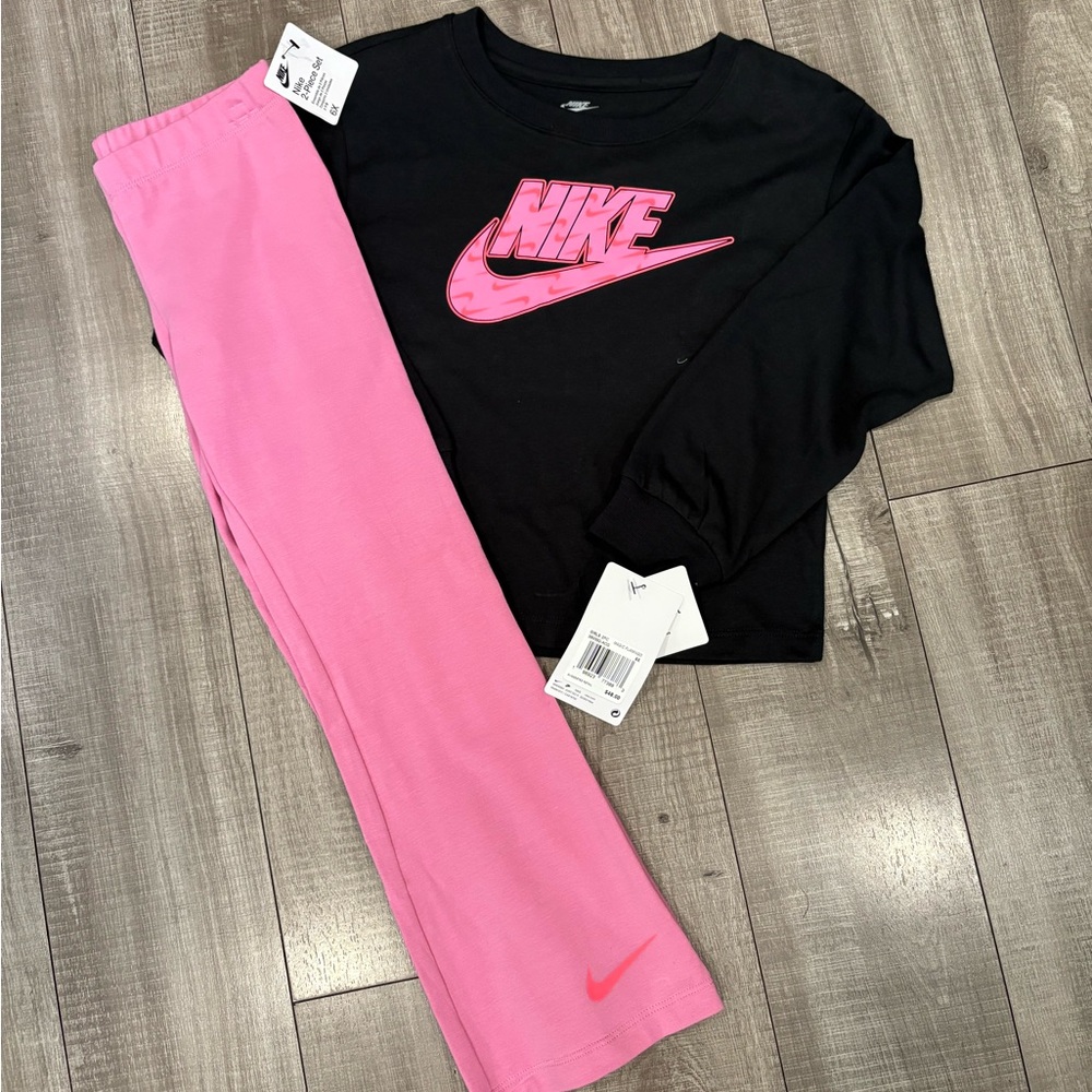 Nike Black Top with Pink Logo and Pink Pants